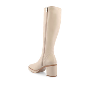 ALONDRA KNEE HIGH BOOTS IN WIDE CALF - Cream