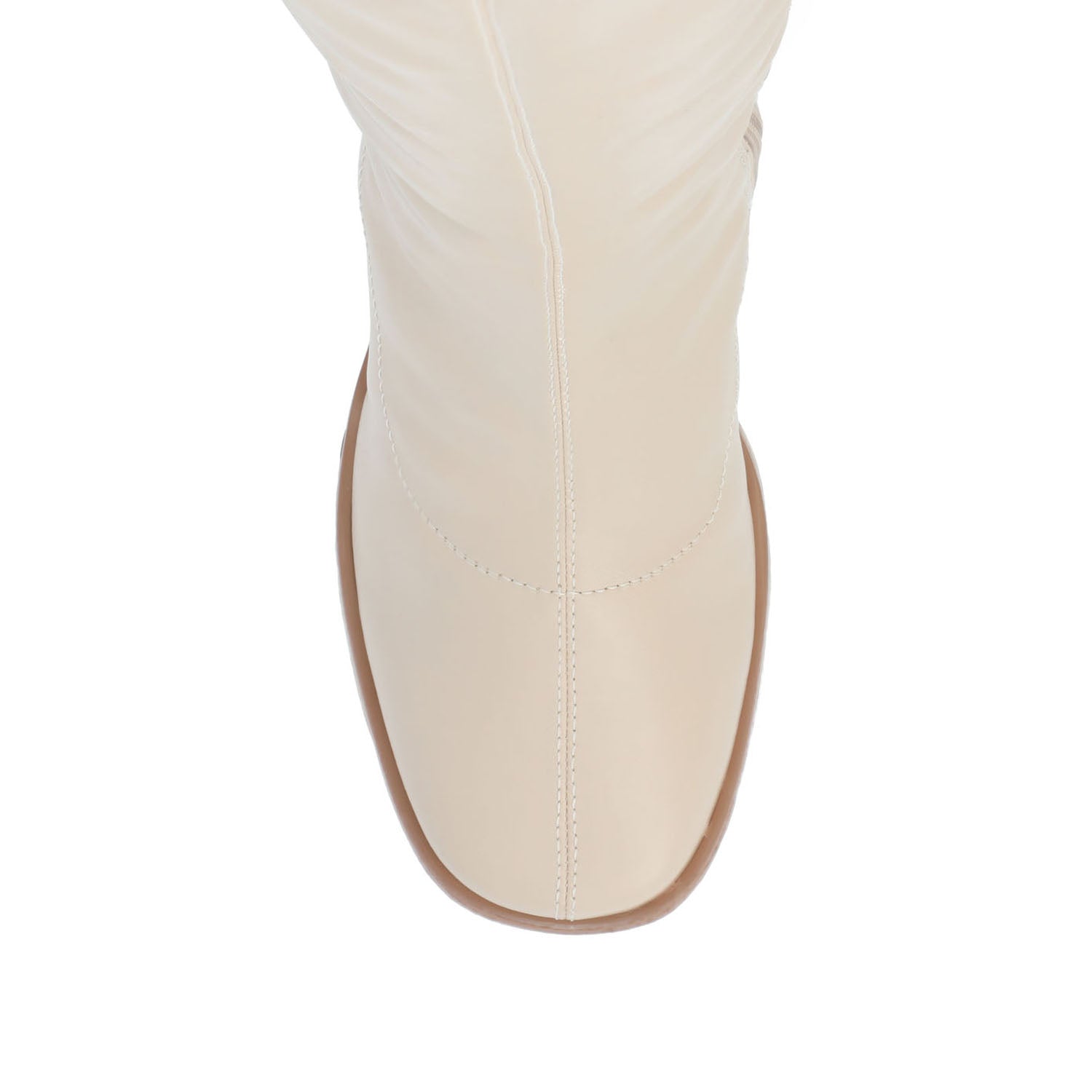 ALONDRA KNEE HIGH BOOTS IN VEGAN LEATHER - Cream