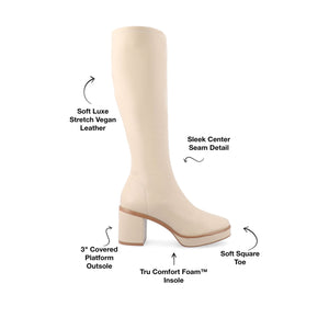 ALONDRA KNEE HIGH BOOTS IN WIDE CALF - Cream