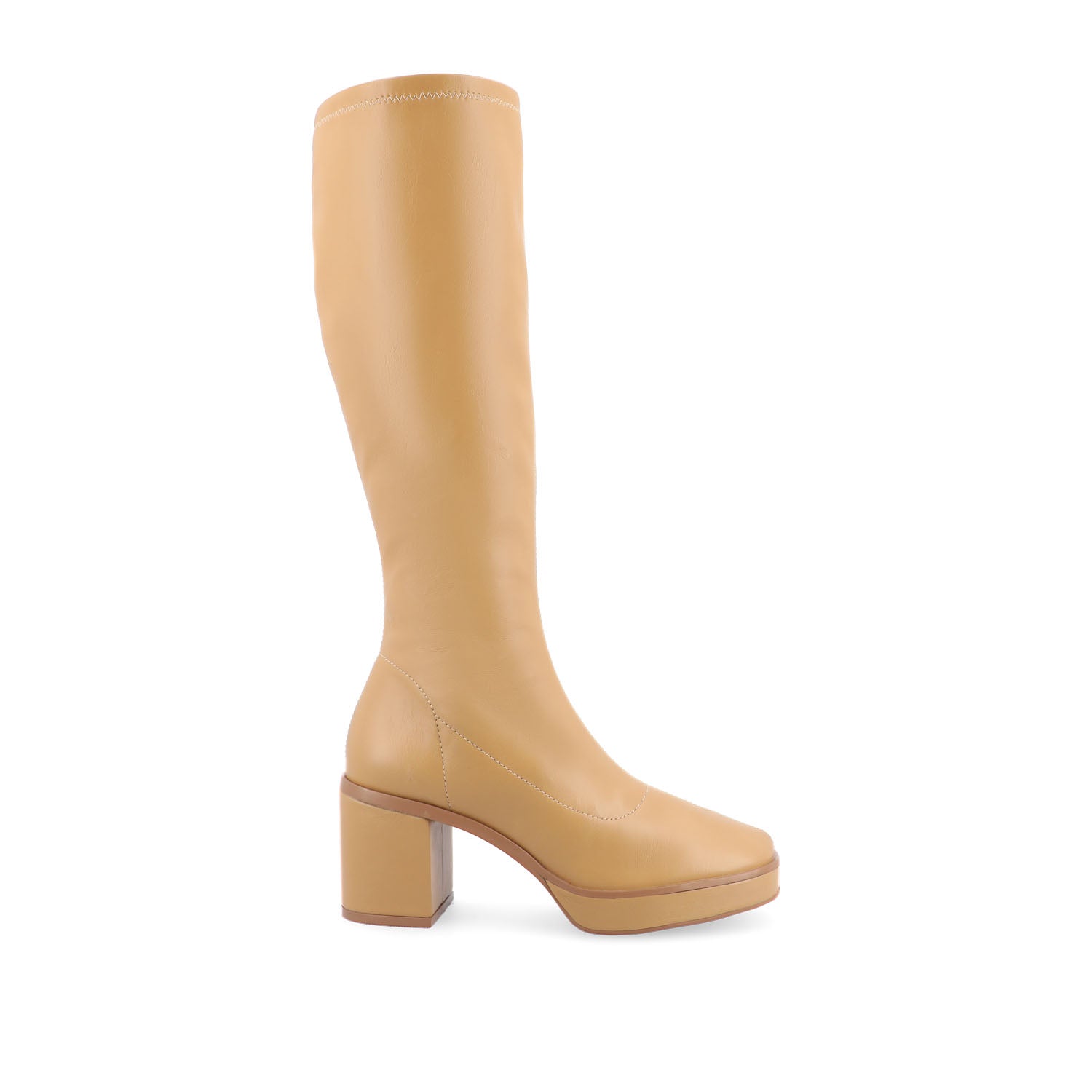 ALONDRA KNEE HIGH BOOTS IN VEGAN LEATHER - Tan