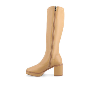 ALONDRA KNEE HIGH BOOTS IN VEGAN LEATHER - Tan