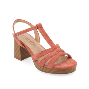 ALYCE HEELED SANDALS IN FAUX SUEDE - Brick