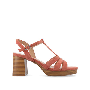 ALYCE HEELED SANDALS IN FAUX SUEDE - Brick