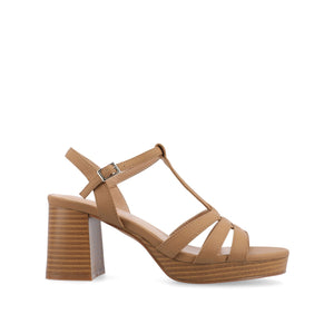 ALYCE HEELED SANDALS IN FAUX SUEDE - Tan