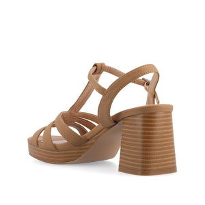 ALYCE HEELED SANDALS IN FAUX SUEDE - Tan