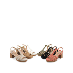 ALYCE HEELED SANDALS IN FAUX SUEDE - Brick