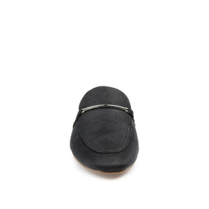 AMEENA MULED LOAFER FLATS IN VEGAN LEATHER - Black