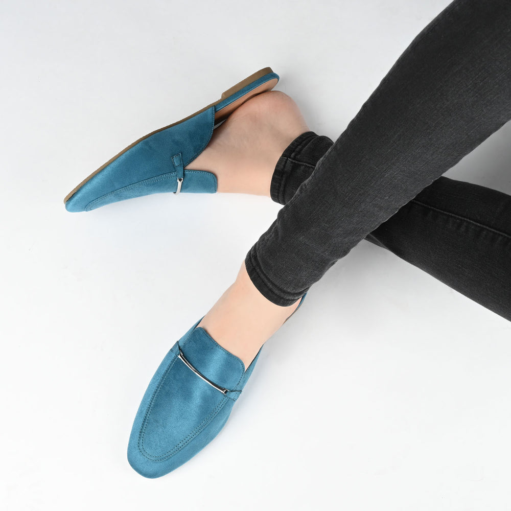 AMEENA MULED LOAFER FLATS IN FAUX LEATHER