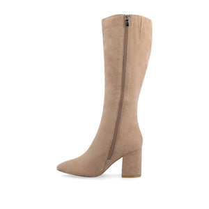 AMEYLIA KNEE-HIGH BOOTS - Beige Faux Suede