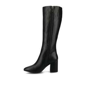 AMEYLIA VEGAN LEATHER KNEE-HIGH BOOTS IN WIDE CALF - Black PU