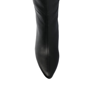 AMEYLIA VEGAN LEATHER KNEE-HIGH BOOTS IN WIDE CALF - Black PU