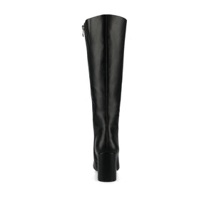 AMEYLIA VEGAN LEATHER KNEE-HIGH BOOTS IN WIDE CALF - Black PU