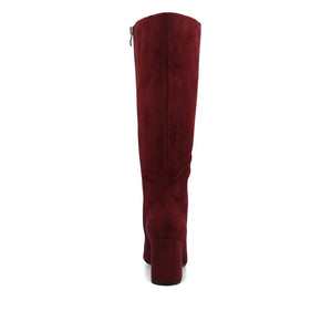 AMEYLIA KNEE-HIGH BOOTS IN WIDE CALF - Oxblood Faux Suede