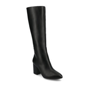 AMEYLIA VEGAN LEATHER KNEE-HIGH BOOTS IN WIDE WIDTH & CALF - Black PU