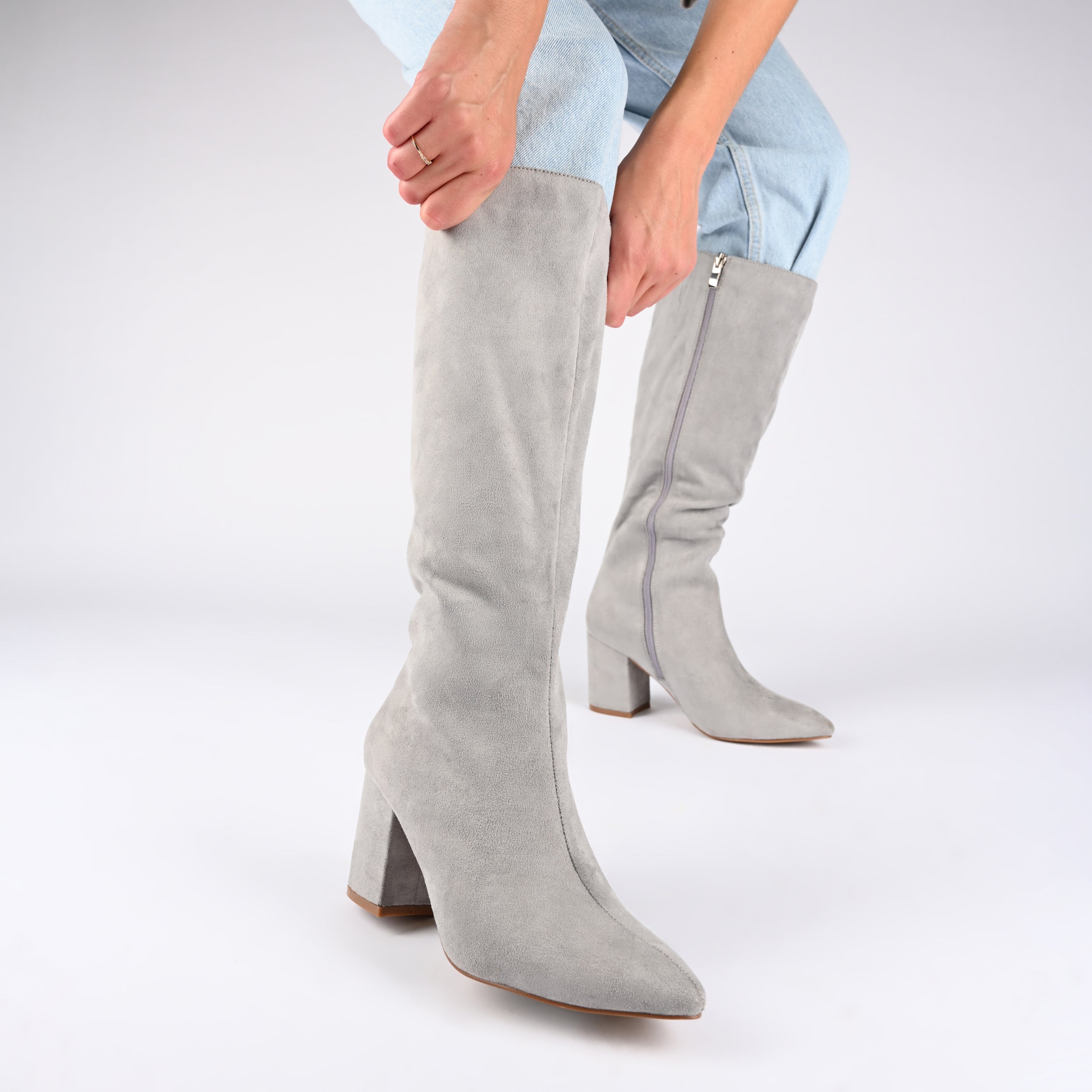 AMEYLIA VEGAN LEATHER KNEE-HIGH BOOTS IN WIDE WIDTH & CALF