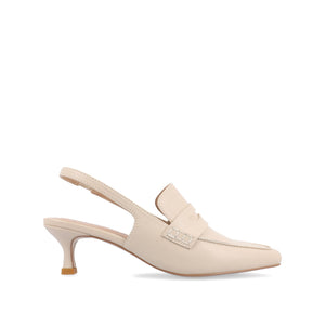 AMORY KITTEN HEEL LOAFERS IN VEGAN LEATHER - Beige