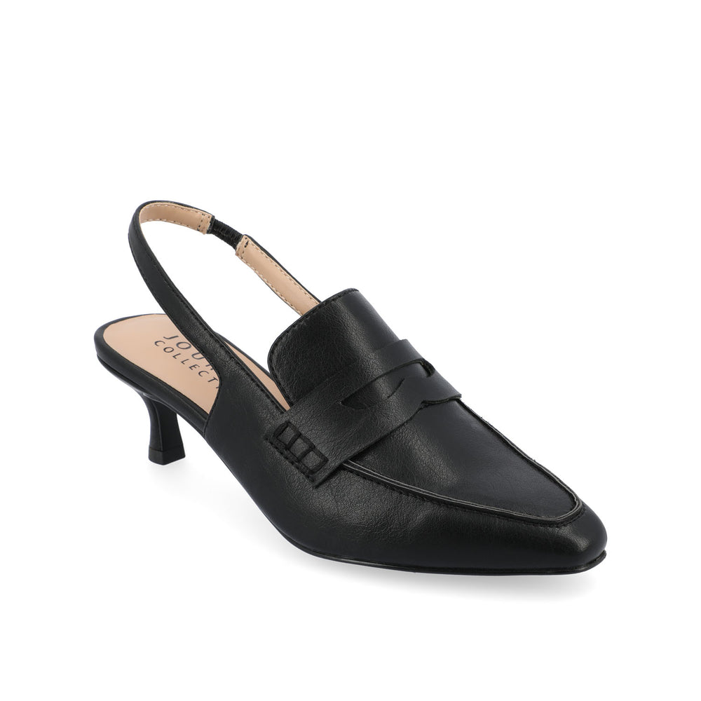 AMORY KITTEN HEEL LOAFERS IN FAUX LEATHER