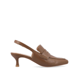 AMORY KITTEN HEEL LOAFERS IN VEGAN LEATHER IN WIDE - Brown