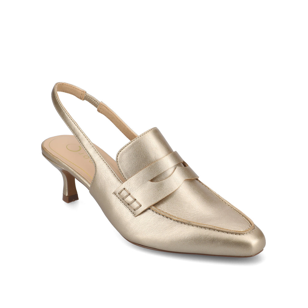 AMORY KITTEN HEEL LOAFERS IN FAUX LEATHER