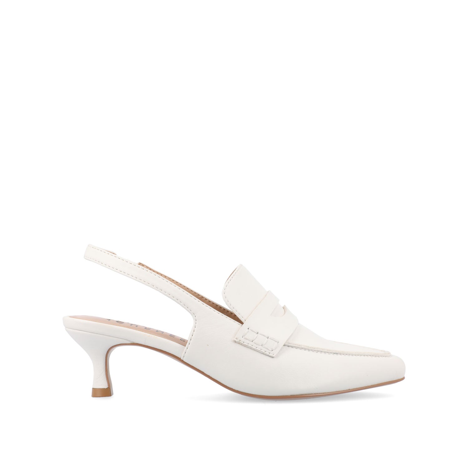 AMORY KITTEN HEEL LOAFERS IN VEGAN LEATHER IN WIDE - White