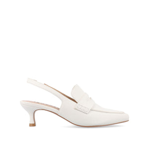 AMORY KITTEN HEEL LOAFERS IN VEGAN LEATHER IN WIDE - White