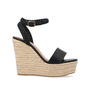 ANDIAH ESPADRILLE WEDGE HEELED SANDALS - Black