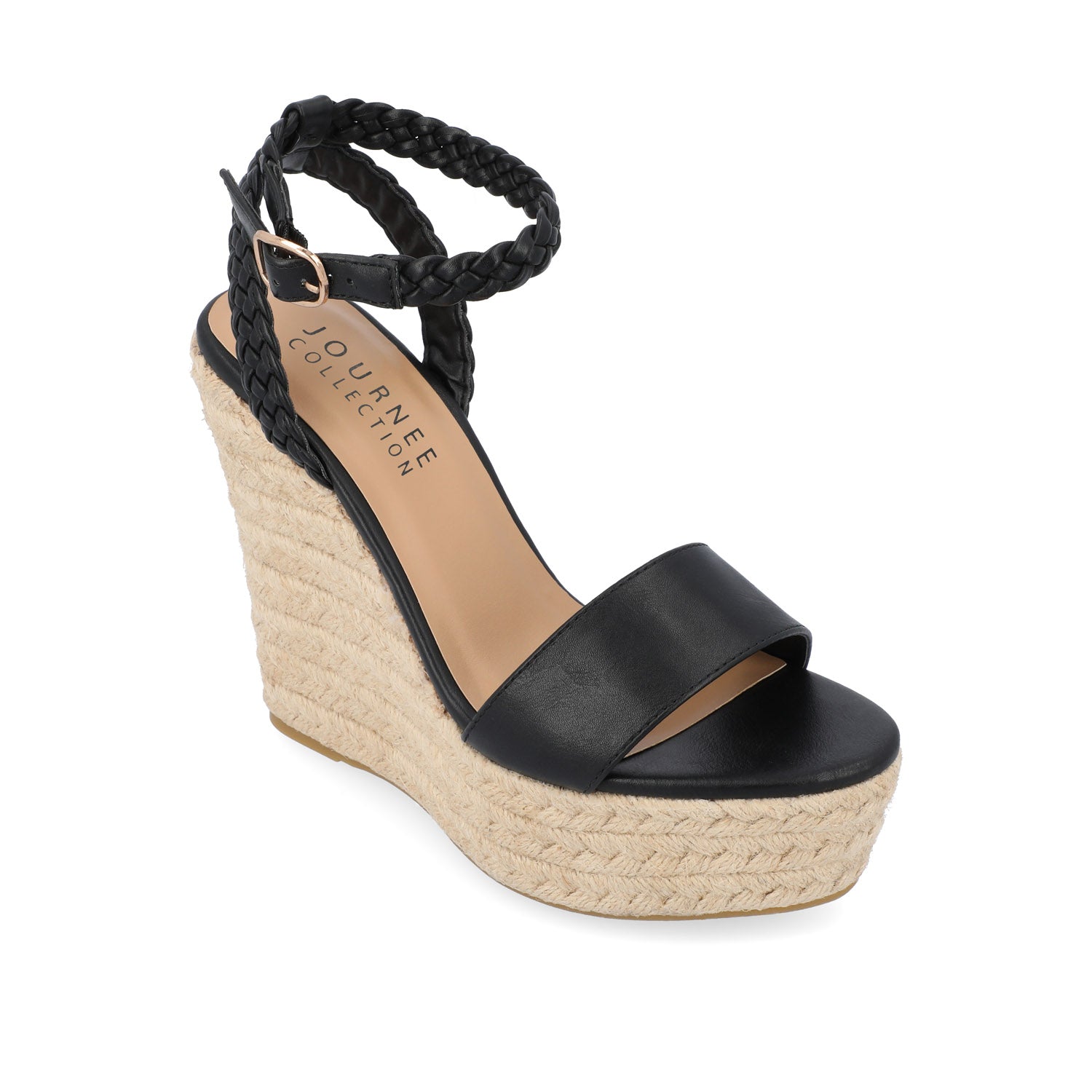 ANDIAH ESPADRILLE WEDGE HEELED SANDALS - Black