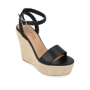 ANDIAH ESPADRILLE WEDGE HEELED SANDALS - Black