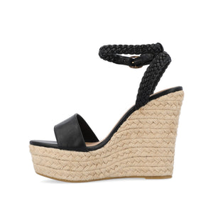 ANDIAH ESPADRILLE WEDGE HEELED SANDALS - Black