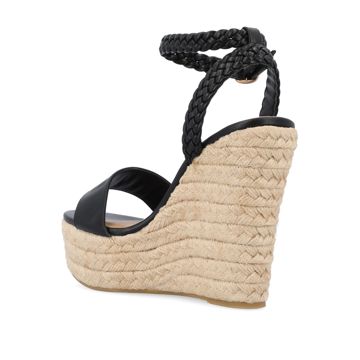 ANDIAH ESPADRILLE WEDGE HEELED SANDALS - Black