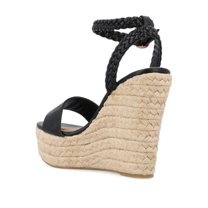 ANDIAH ESPADRILLE WEDGE HEELED SANDALS - Black