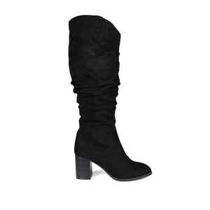 ANEIL KNEE HIGH BOOTS IN WIDE CALF - Black Faux Suede