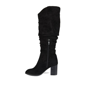 ANEIL KNEE HIGH BOOTS IN X-WIDE CALF - Black Faux Suede