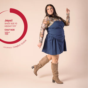 ANEIL KNEE HIGH BOOTS IN WIDE WIDTH & CALF - Taupe Suede