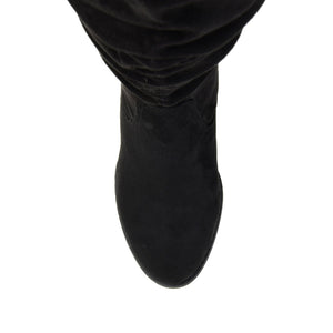 ANEIL KNEE HIGH BOOTS IN WIDE CALF - Black Faux Suede
