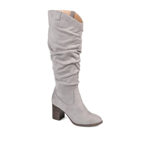 ANEIL KNEE HIGH BOOTS IN WIDE CALF - Grey Faux Suede
