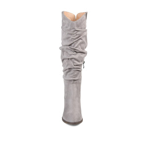 ANEIL KNEE HIGH BOOTS IN WIDE CALF - Grey Faux Suede