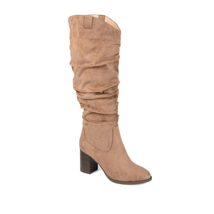 ANEIL KNEE HIGH BOOTS IN WIDE CALF - Taupe Suede