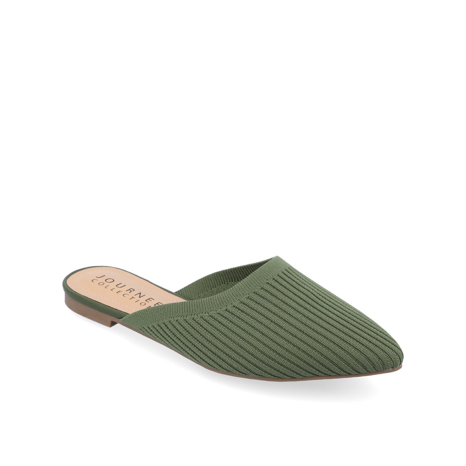 ANIEE MULE FLATS IN STATEMENT KNIT FABRIC - Olive