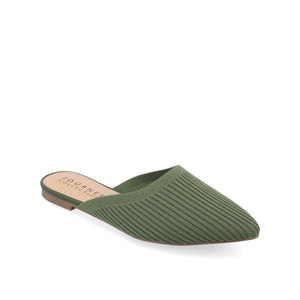 ANIEE MULE FLATS IN STATEMENT KNIT FABRIC - Olive
