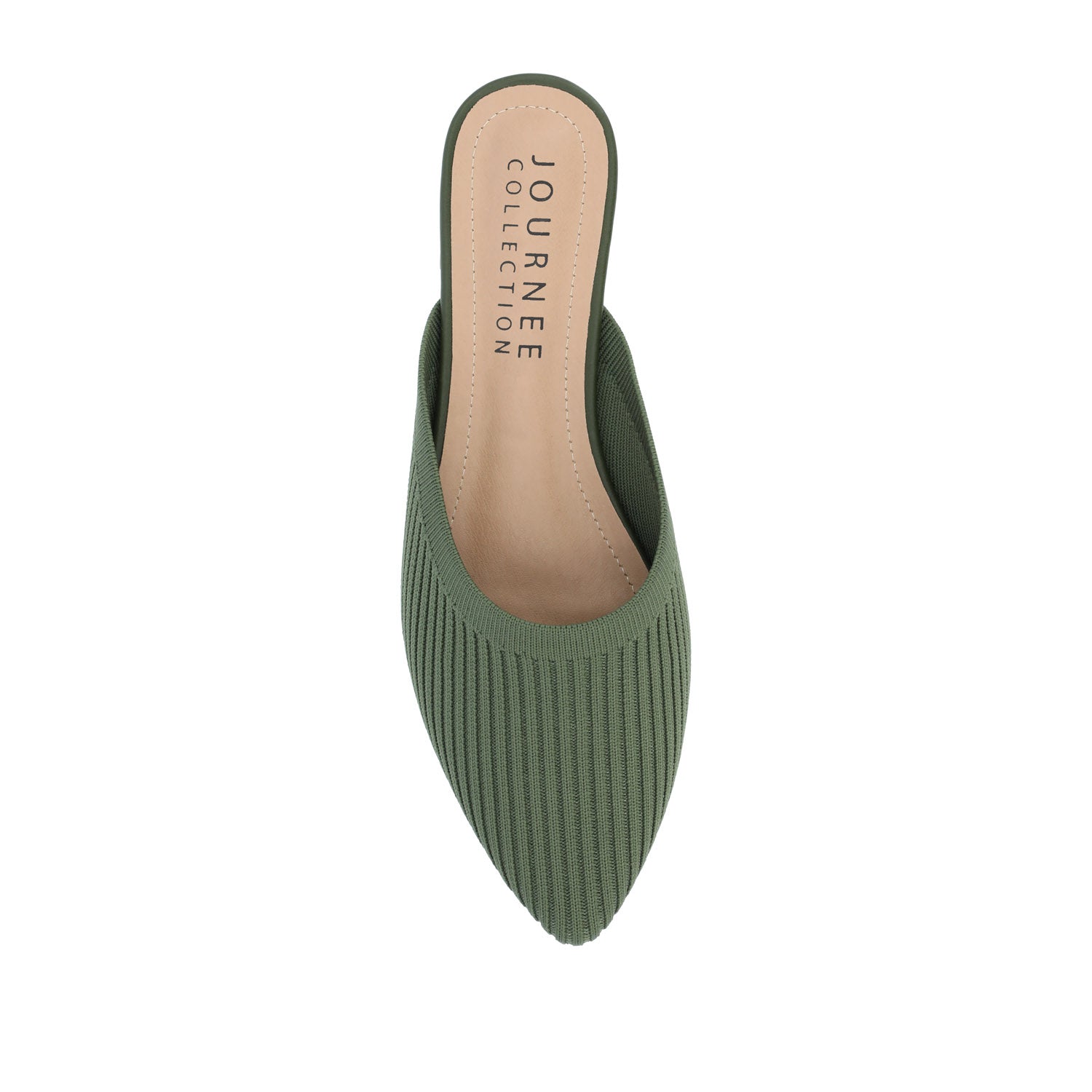 ANIEE STATEMENT KNIT FABRIC MULE FLATS IN WIDE - Olive
