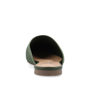 ANIEE STATEMENT KNIT FABRIC MULE FLATS IN WIDE - Olive