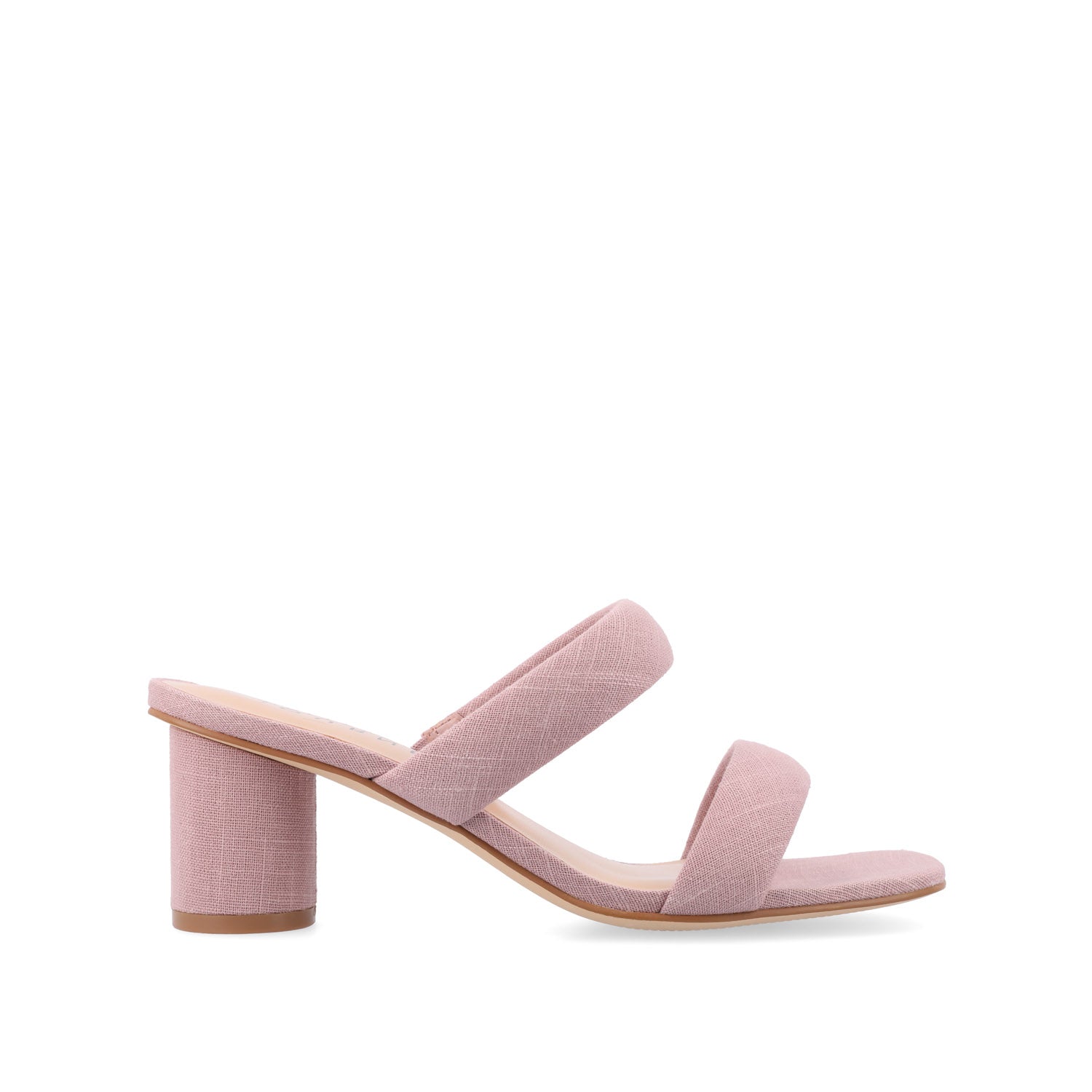 ANIKO BLOCK HEEL MULES IN FABRIC - Blush Fabric