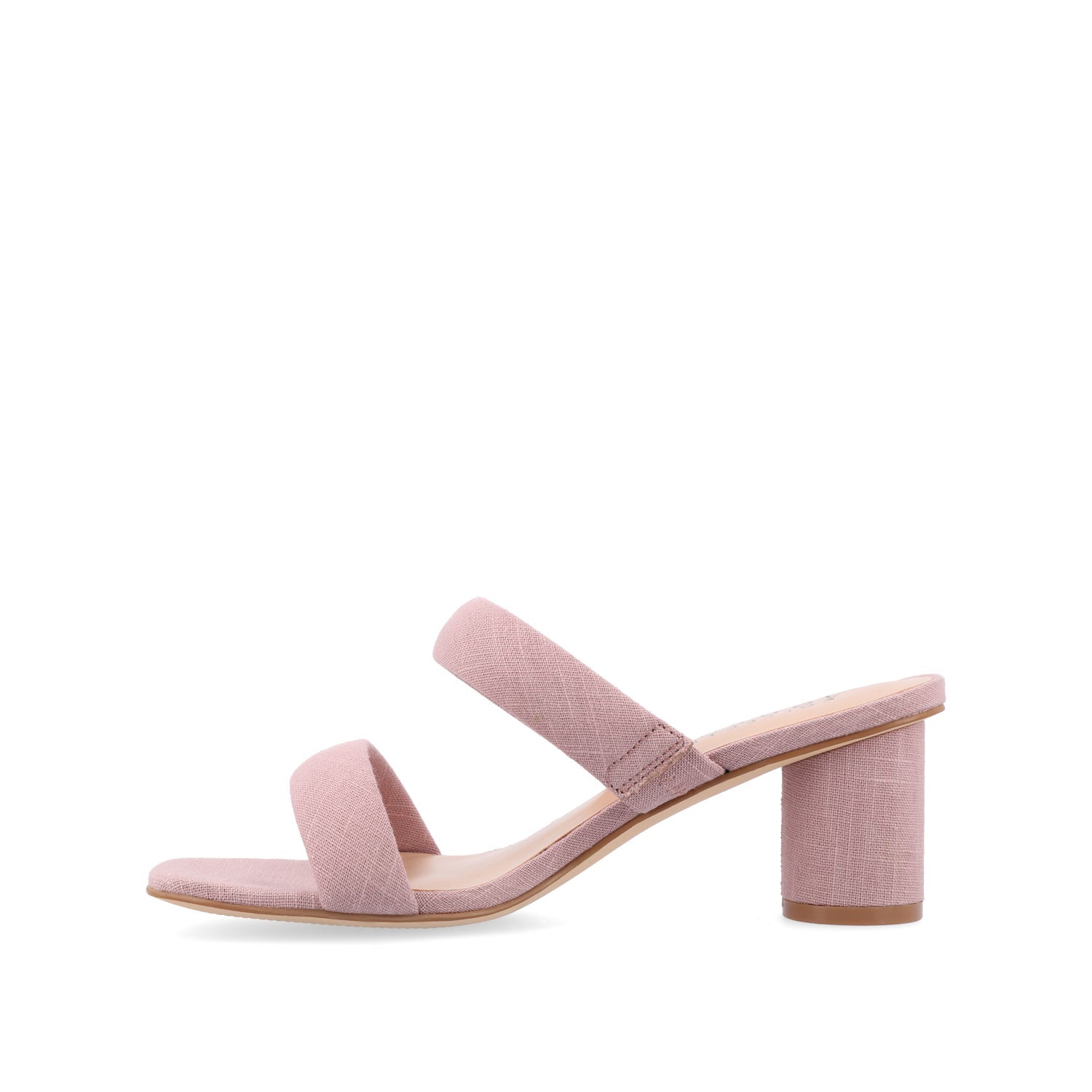 ANIKO BLOCK HEEL MULES IN FABRIC - Blush Fabric