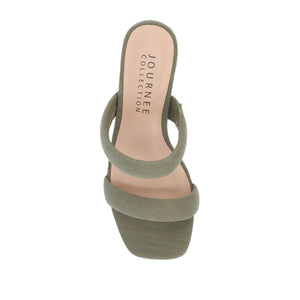 ANIKO BLOCK HEEL MULES IN FABRIC - Green Fabric