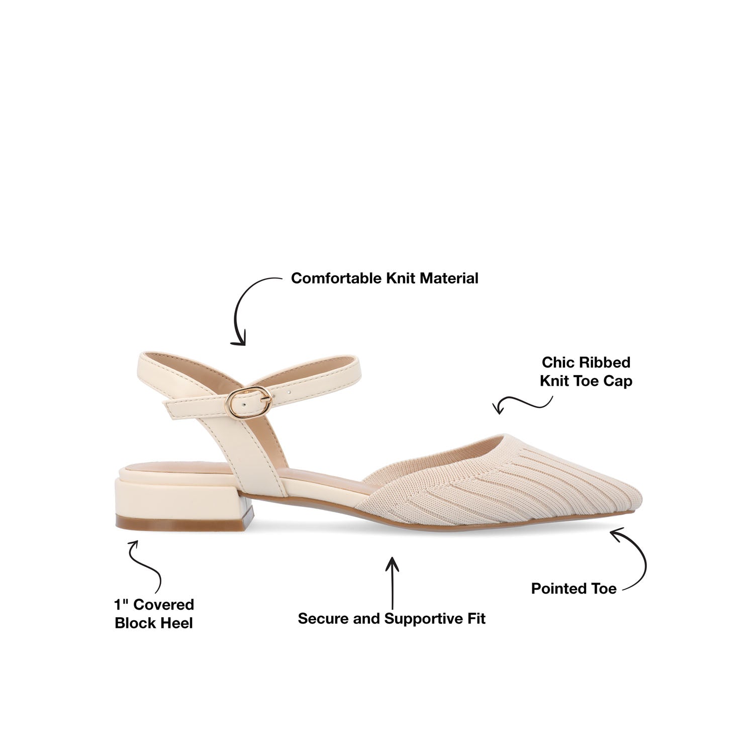 ANSLEY KNIT FABRIC FLATS IN WIDE - Beige