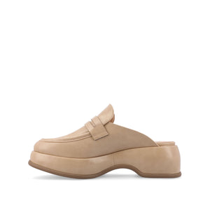 ANTONINA MULED FLATS IN VEGAN LEATHER - Tan