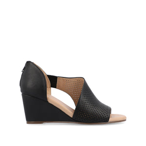 ARETHA WEDGE HEEL SANDALS IN WIDE - Black PU