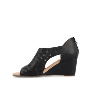 ARETHA WEDGE HEEL SANDALS IN WIDE - Black PU