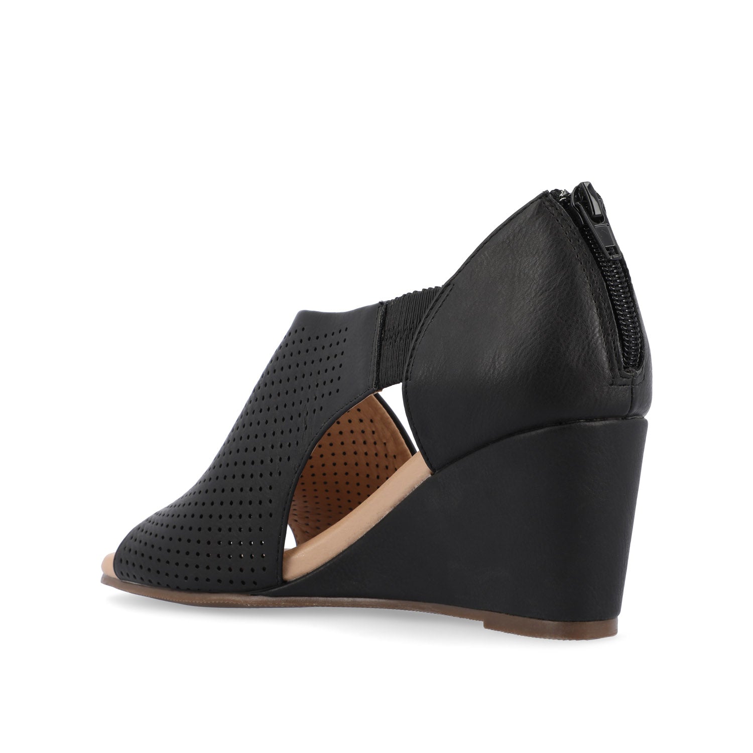 ARETHA WEDGE HEEL SANDALS IN VEGAN LEATHER - Black PU